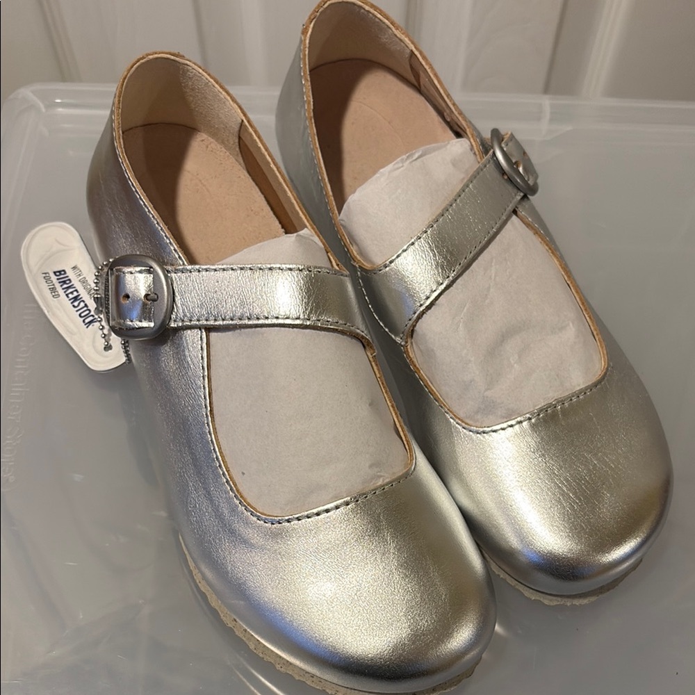 New Birkenstock Silver Mary Jane Size 6
